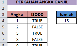 Penjumlahan Hanya Pada Bilangan Ganjil Saja Dalam Excel